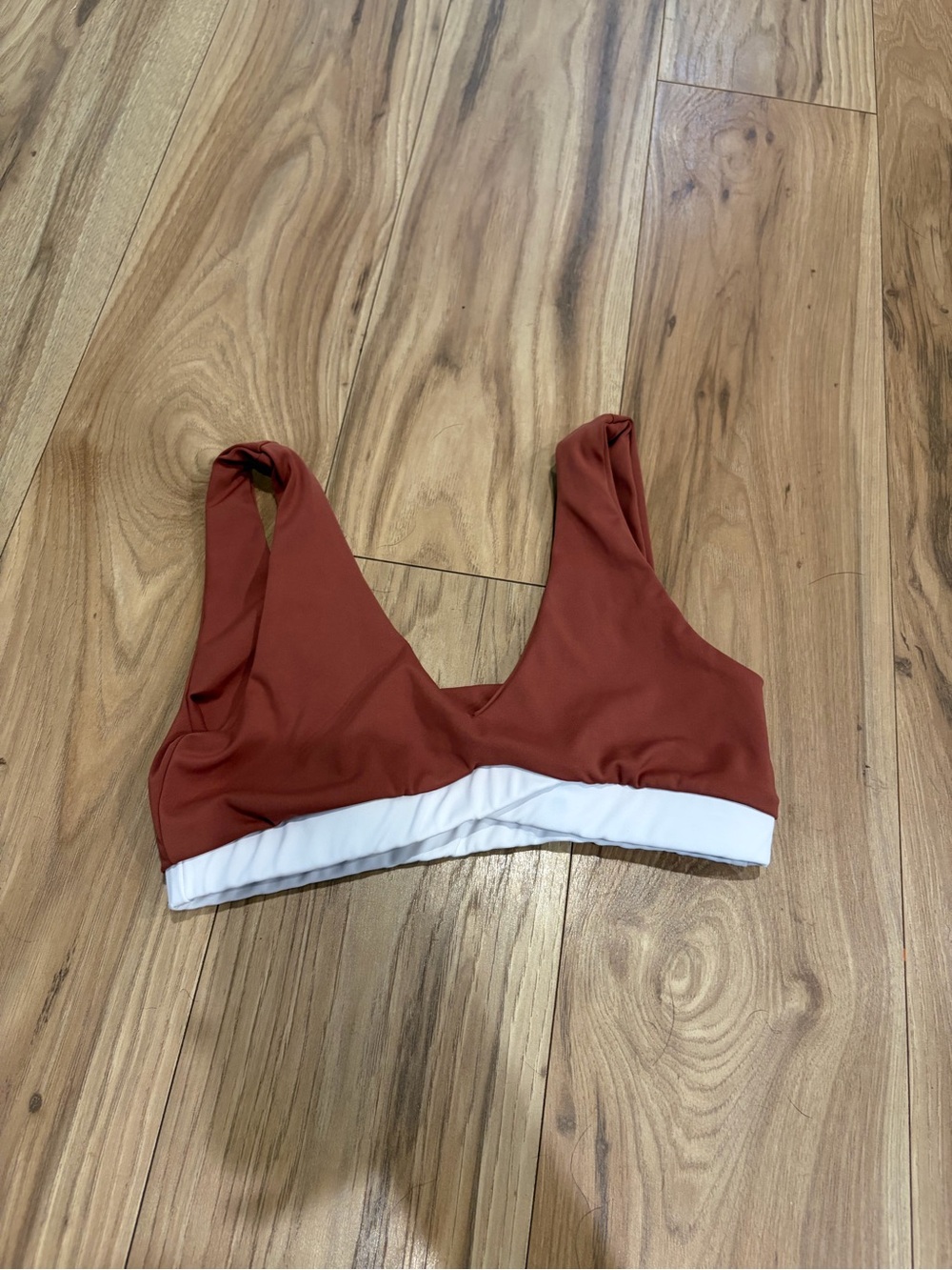 Wireless Rust sports bra with White Underband - Women Intimates